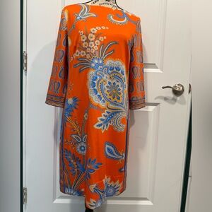 Gretchen Scott Designs Orange and Blue Floral Dress